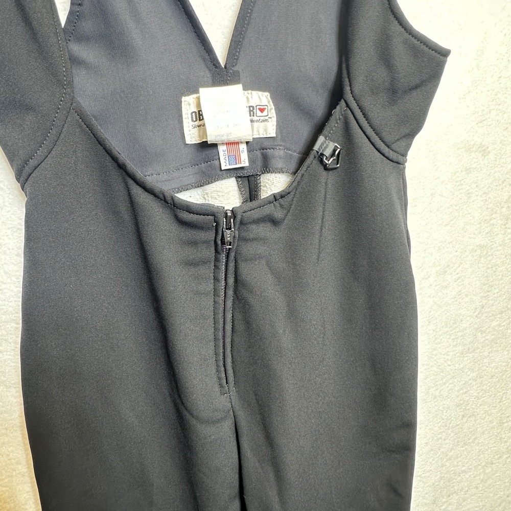 Vintage Obermeyer Ski Bibs Overalls Pants Women 10 Black Stirrup Zip USA Retro - Picture 4 of 15